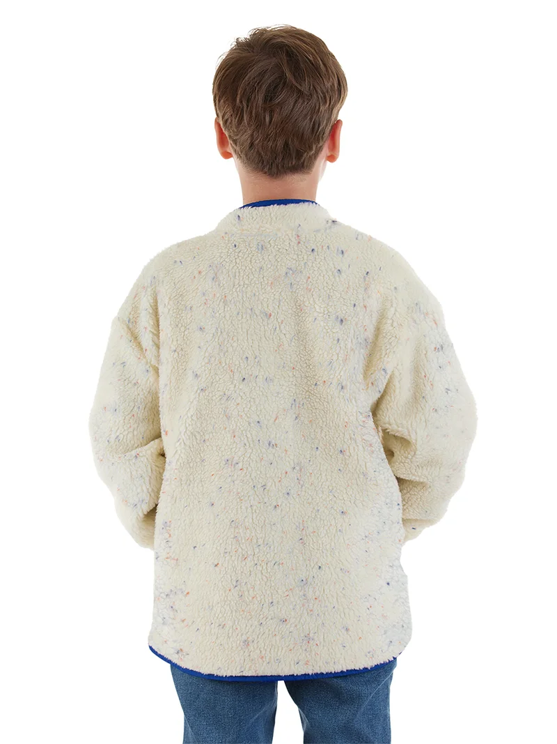 Denokids Cream Color Plush Unisex Coat